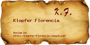 Klopfer Florencia névjegykártya